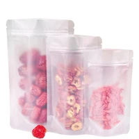 50pcs transparent frosted self supporting sealed plastic bags frosted self sealing pe dried fruit rice sealed plastic food bag