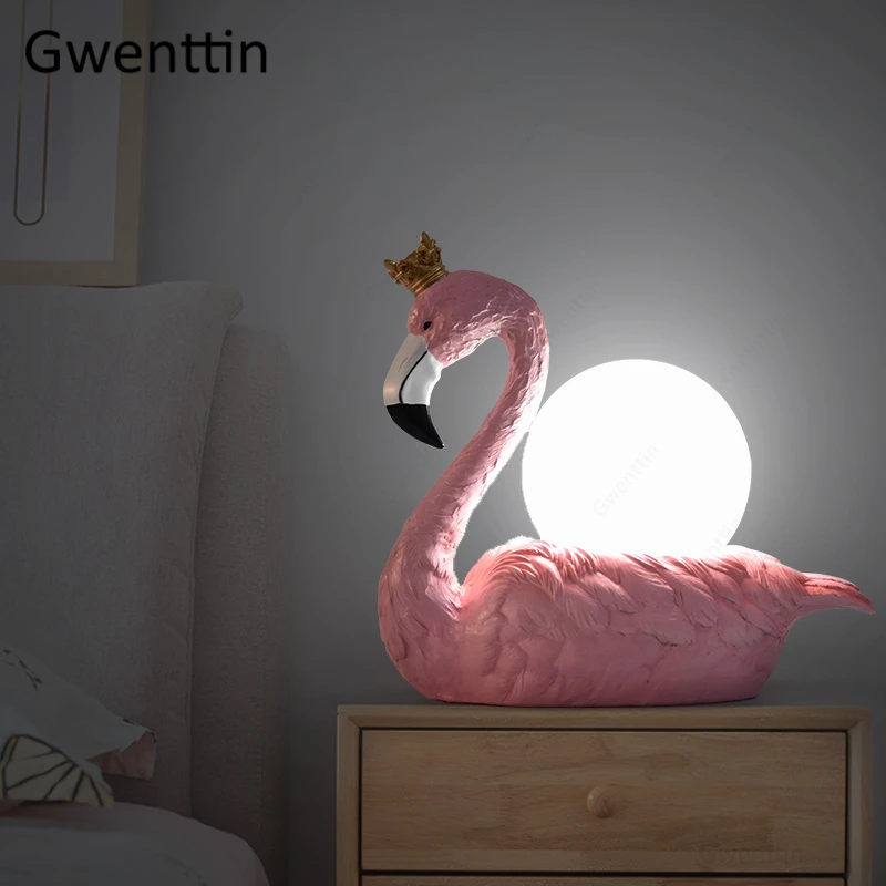 Flamingo Bird Lamp Table Lamp Symbolizing Strong Love Romantic Nordic Home Decor Led Ball Light for Night Bedroom Light Fixtures