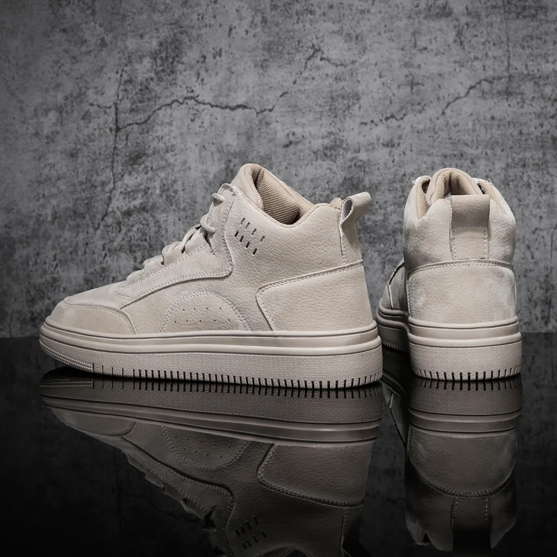 

Мужские высокие кожаные туфли, черные повседневные кроссовки из высококачественной кожи, на плоской подошве, новинка зимнего сезона 2019