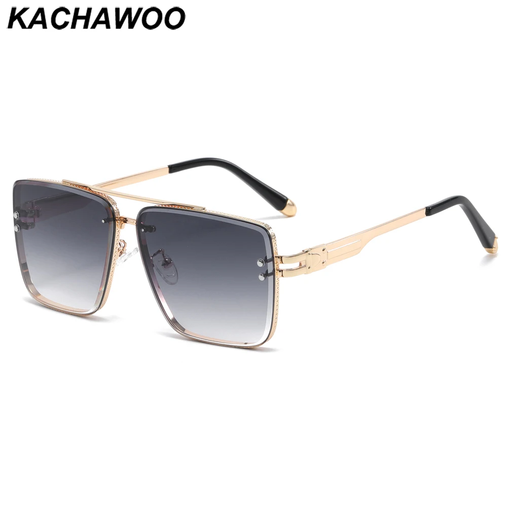 

Мужские и женские солнцезащитные очки Kachawoo, золотистые солнцезащитные очки в большой оправе с двойной перемычкой, в европейском стиле, кори...