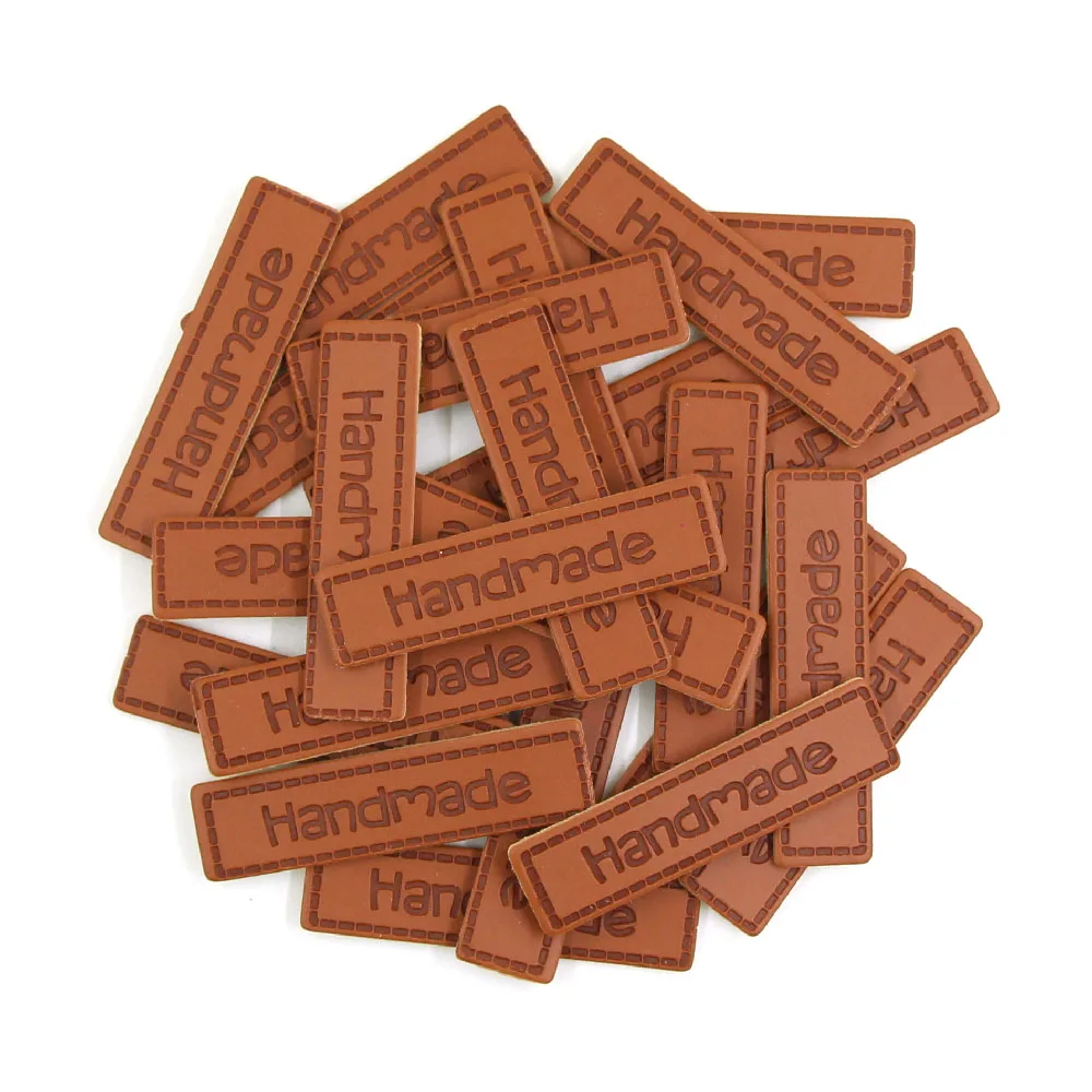 Прямоугольные бирки ручной работы 50 шт. ярлыки из искусственной кожи для одежды