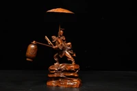 7 china collection old boxwood zhong kui statue fight ghosts zhong kui married sister take a folding fan ward off evil spirits