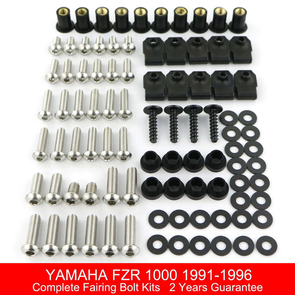 

Fit For Yamaha FZR 1000 1991 1992 1993 1994 1995 1996 Complete Fairing Bolts kit Stainless Steel Covering Bolt Fairing Clip Nuts