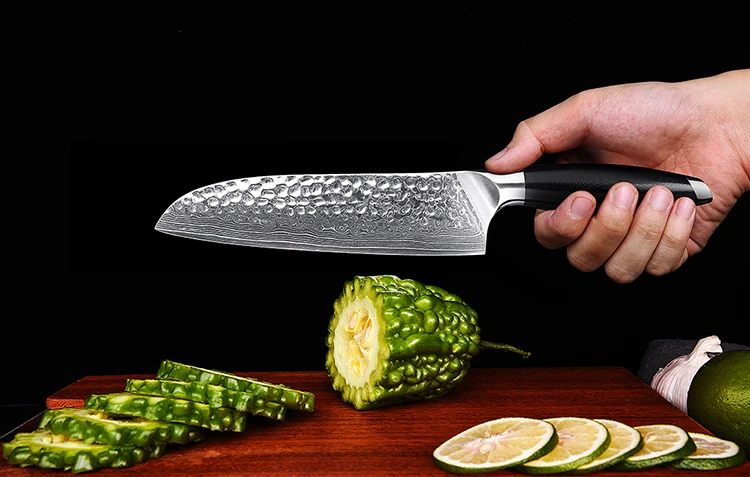 Кухонный нож Santoku Дамасские стальные ножи повара 6 дюймов Hammared узор VG10 пустая головка для стержня острый резак нож для нарезки мяса инструменты