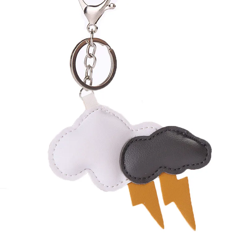 

New Pu Leather Lightning Bolt Keychain Creative Weather Backpack Pendant Key Chain Charming Fashion Jewelry Decorative Keyring