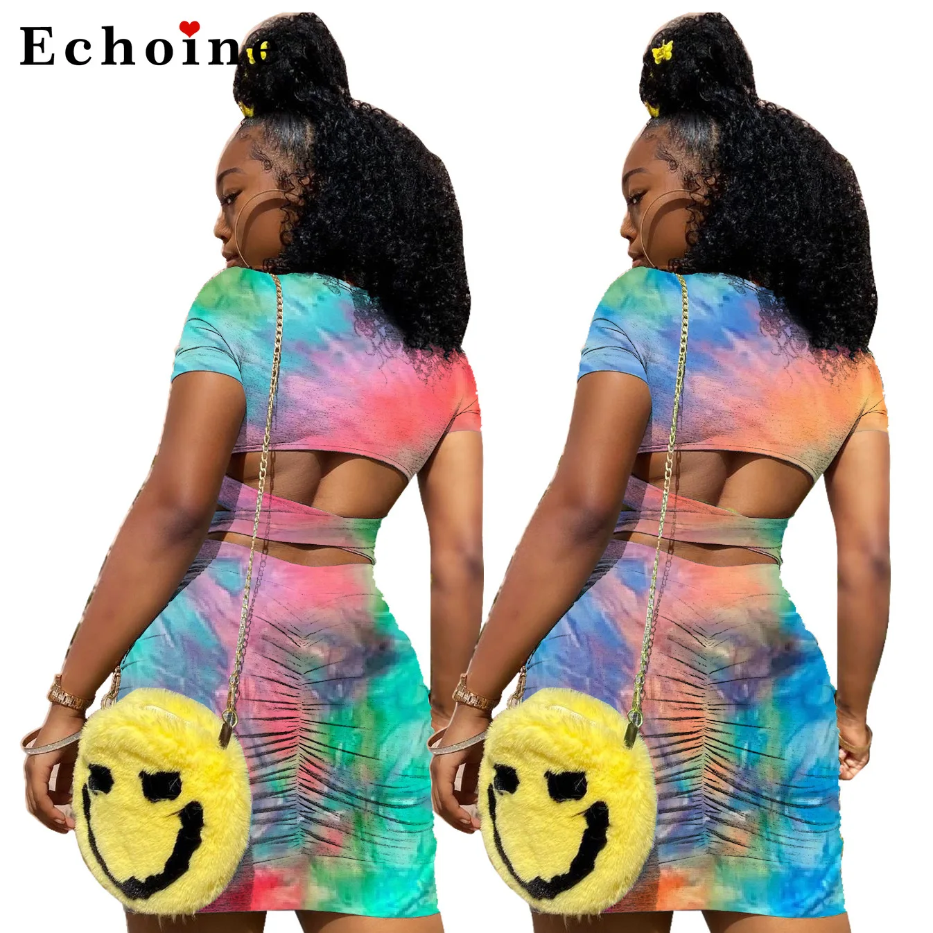 

Женское Повседневное платье-рубашка с коротким рукавом, разноцветное ажурное платье в полоску с перекрестными полосками сзади