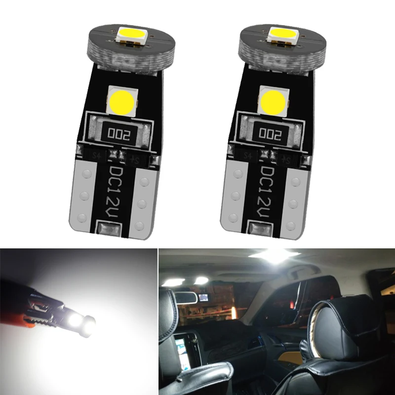 

OKEEN 2Pcs W5W 3030 SMD Car T10 LED 194 168 Wedge Replacement Reverse Instrument Panel Lamp White Bulbs For Clearance Lights