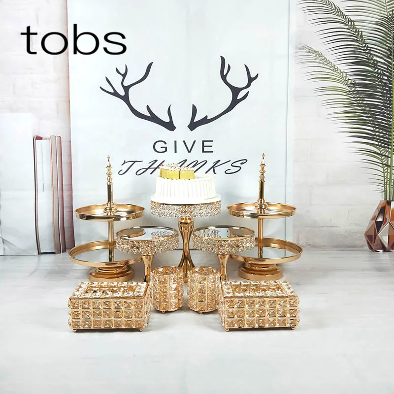 

GOLD SET TIER THREE DECORATION CUPCAKE PARTY MIRROR METAL LUXURY WEDDING STAND CAKE