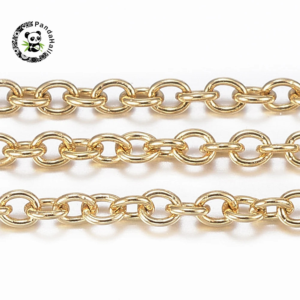 

10m/Roll Fashion Rope Chain Necklace 304 Stainless Steel Vacuum Plating Cable Chains For Jewelry Making 2x1.5x0.4mm