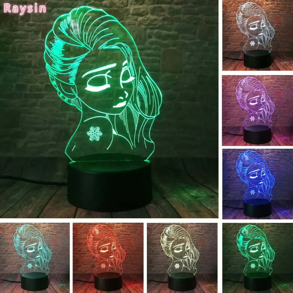 Феи Снежная королева Эльза из арендель фигурка СВЕТОДИОДНЫЙ Ночник светильник 7