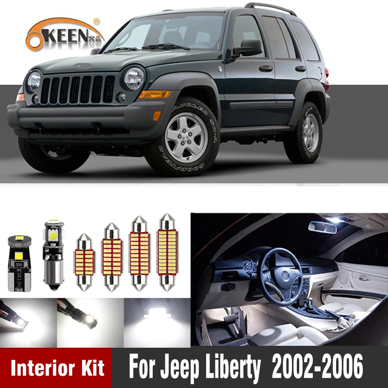 11Pcs Led Interior Light Kit For Jeep Liberty 2002 2003 2004 2005 2006 Dome Map License Plate Lamp 