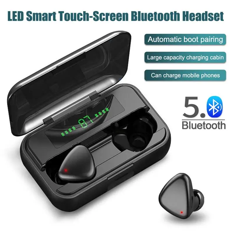 

TWS Wireless Bluetooth 5.0Earphones with LED-Digital Display Waterproof Sport Earbuds with Stereo Sound Noise Reduction Function