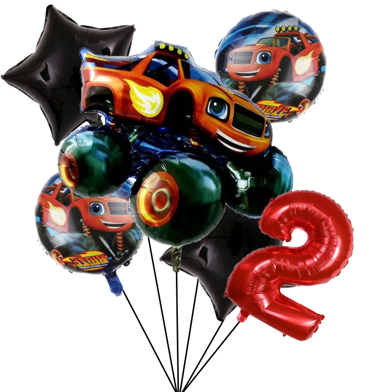 6 шт. с изображением персонажей мультфильма Блейз и машины воздушный шар из