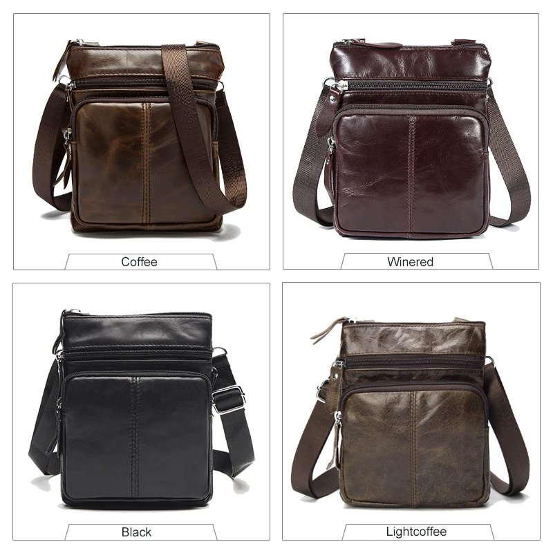 Vintage Men Shoulder Genuine Leather Bag Crossbody Messenger Cross Body Handbag Male Small Bolsas For Side Hit Brown 2020 Office