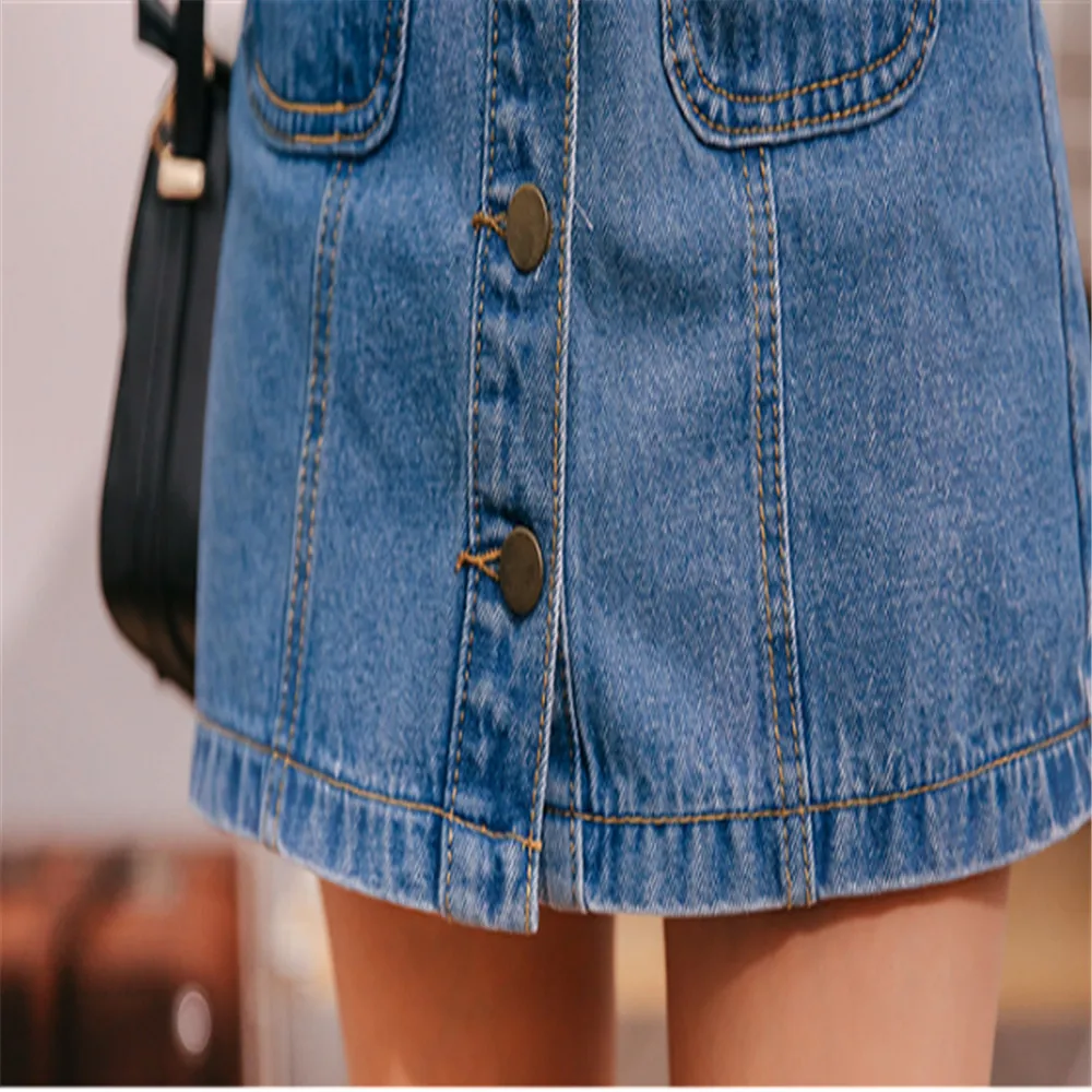 Летняя синяя джинсовая юбка Джинсовая высокая талия а силуэт мини юбки для