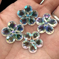 15pcs 25mmcrystal ab flower sewing flatback rhinestones acrylic beads sew on strass crystal stones for diy clothes decoration