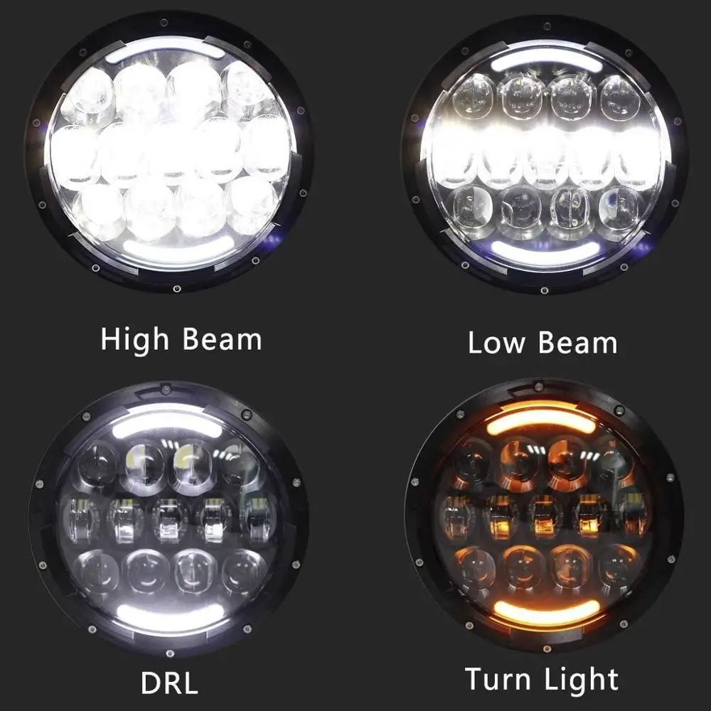 

Black/Chrome 7Inch Projector 105W H4 Motorcycle Headlight For Jeep Wrangler JK JKU 2007-2018CJ Tj Patrol Y60 Harley Street Glide