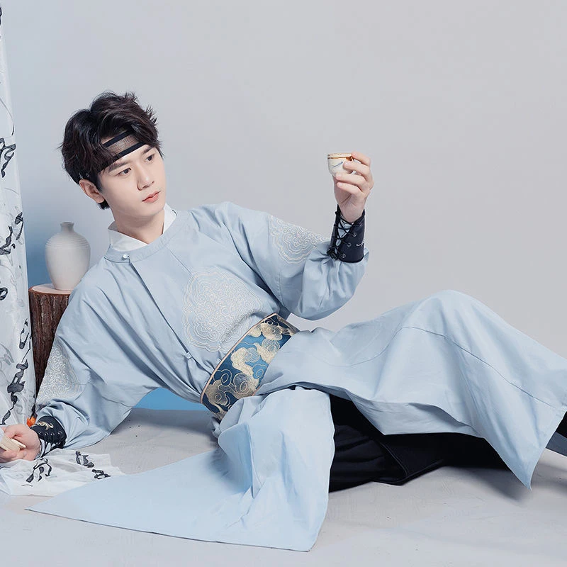 Модный мужской современный китайский традиционный унисекс костюм ханьфу