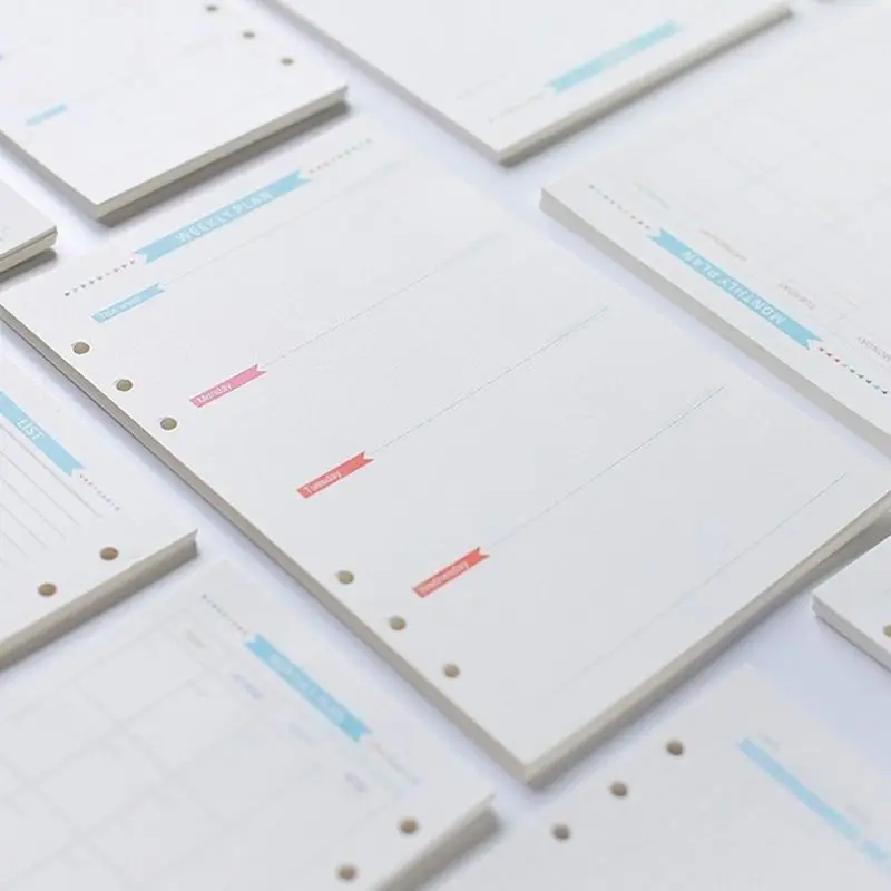 

6 Holes Refill Inner Paper Week Month Plan To do List for A6 Loose Leaf Notebook M17F