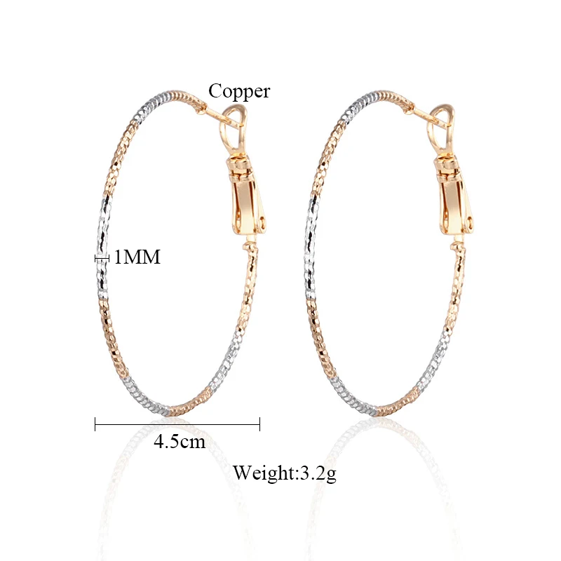 4.5cm MAIKALE Simple Big Hoop Earrings Gold/silver Color Plated Metal Large Round Circle Earrings for Women Accessories Jewelry Gifts - Окраска металла: 4.5cm