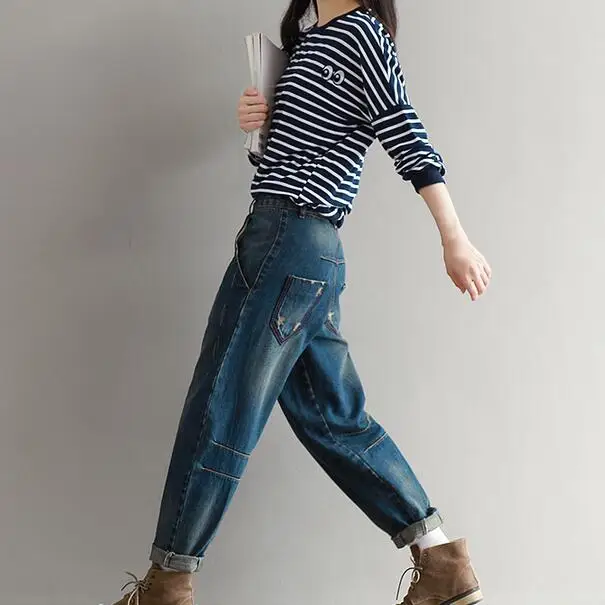 2020 зимние джинсы большого размера женские штаны шаровары джинсовые Модные