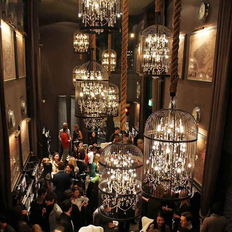 Винтажная Хрустальная черная люстра для птиц освещение в американском ретро