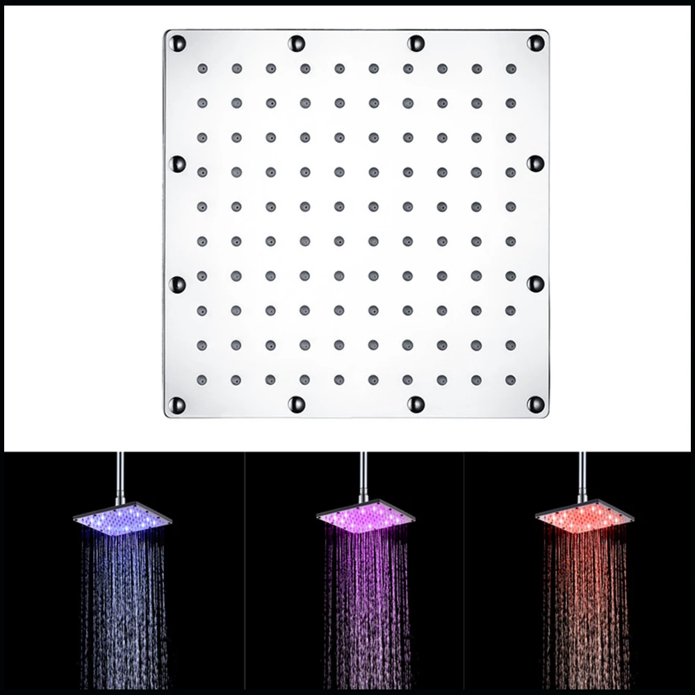 8 дюймов 200 мм Нержавеющая сталь большой светодиодный лейки для душа Цвет