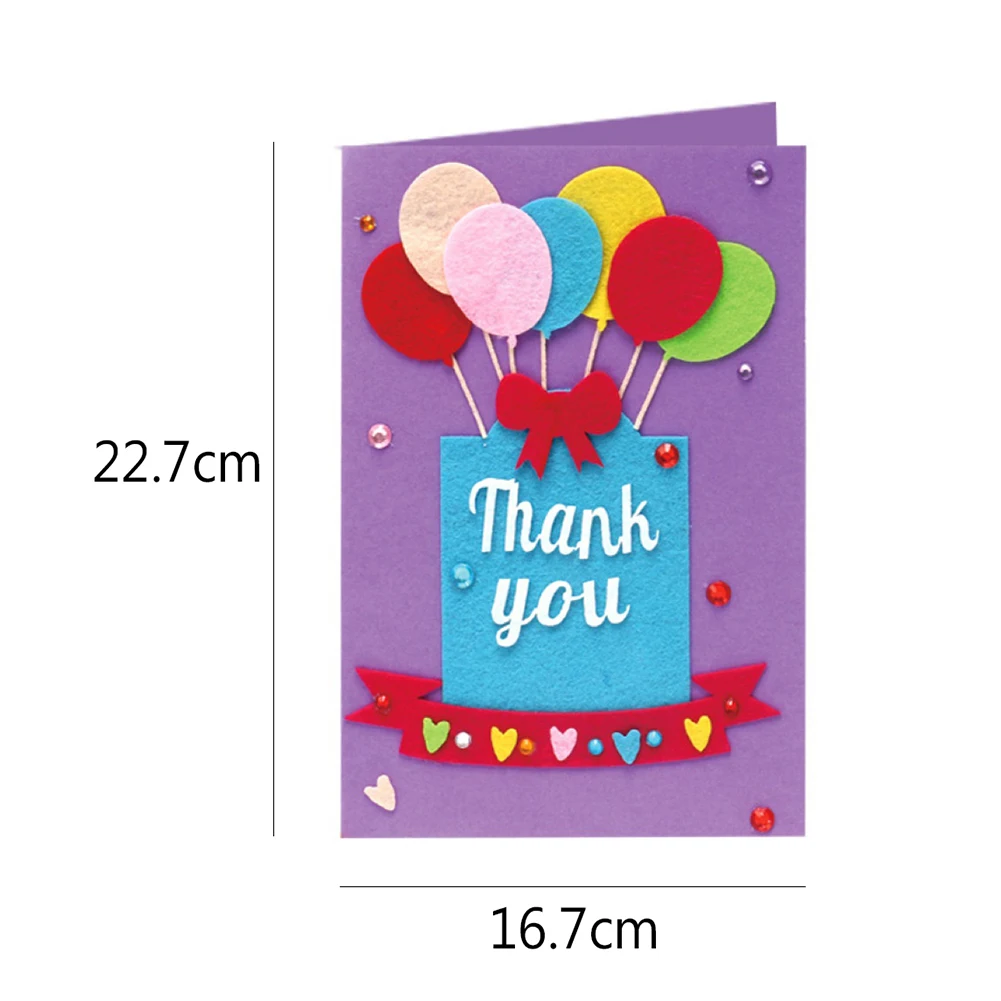 

5Pcs/Set Kids DIY 3D Non-woven Fabric Rhinestone Handmade Crafts Greeting Cards DIY Scrapbook Cards Making Decoration