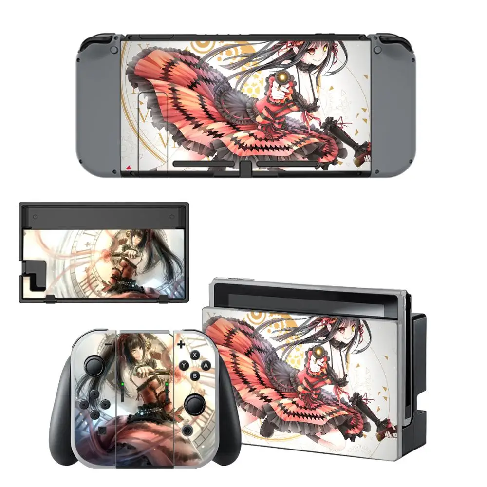 Аниме милая девушка Tokisaki Kurumi скины для nintendo переключатель кожи наклейка для nintendo Переключатель консоли Joy-Con наклейки на регулятор