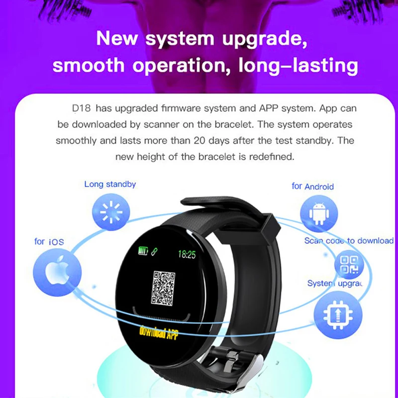 Новинка 2019 Bluetooth-браслет Смарт-часы для мужчин датчик кровяного давления