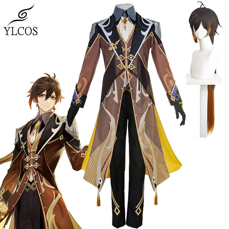 

Game Genshin Impact ZHONGLI Costume Cosplay Halloween Party Full Set For Men Unisex Suit Custom Made