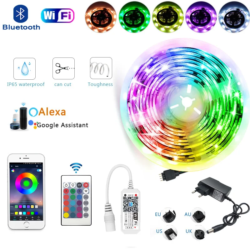 Светодиодные ленты светильник Bluetooth WI FI LED RGB 5050 SMD 2835 гибкий Водонепроницаемый