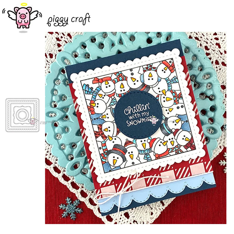 

Piggy Craft metal cutting dies cut die mold 6Pcs Square photo frame Scrapbook paper craft knife mould blade punch stencils dies