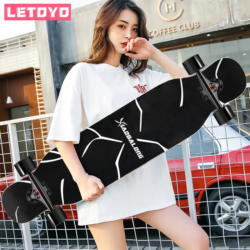 

LETOYO skateboard longboard adult Children girl 107cm/42in skate aluminium truck maple deck patins grip tape Russina Maple wood