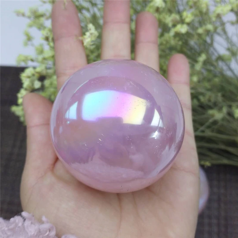 Недорогой натуральный кварцевый шар aura розовая Сфера не входит в комплект основа