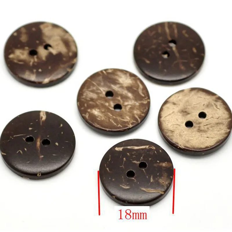 

Натуральные круглые кокосовые пуговицы 50 шт./лот, 18 мм, 2 отверстия, милые Мультяшные деревянные пуговицы, швейные пуговицы, аксессуары для р...