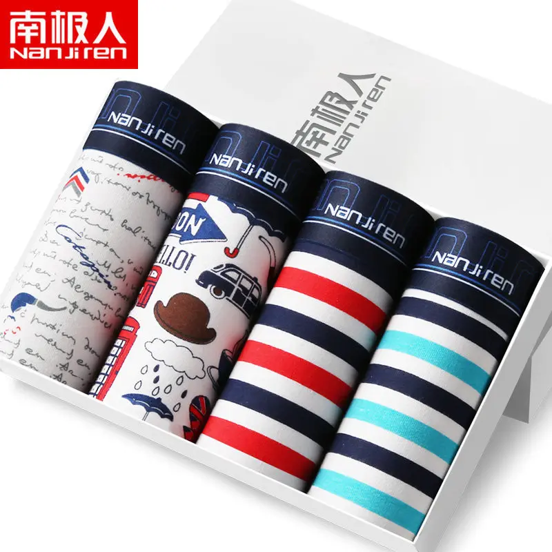 Трусы боксеры мужские из натурального хлопка 4 шт./партия|Мужские трусы боксеры| |