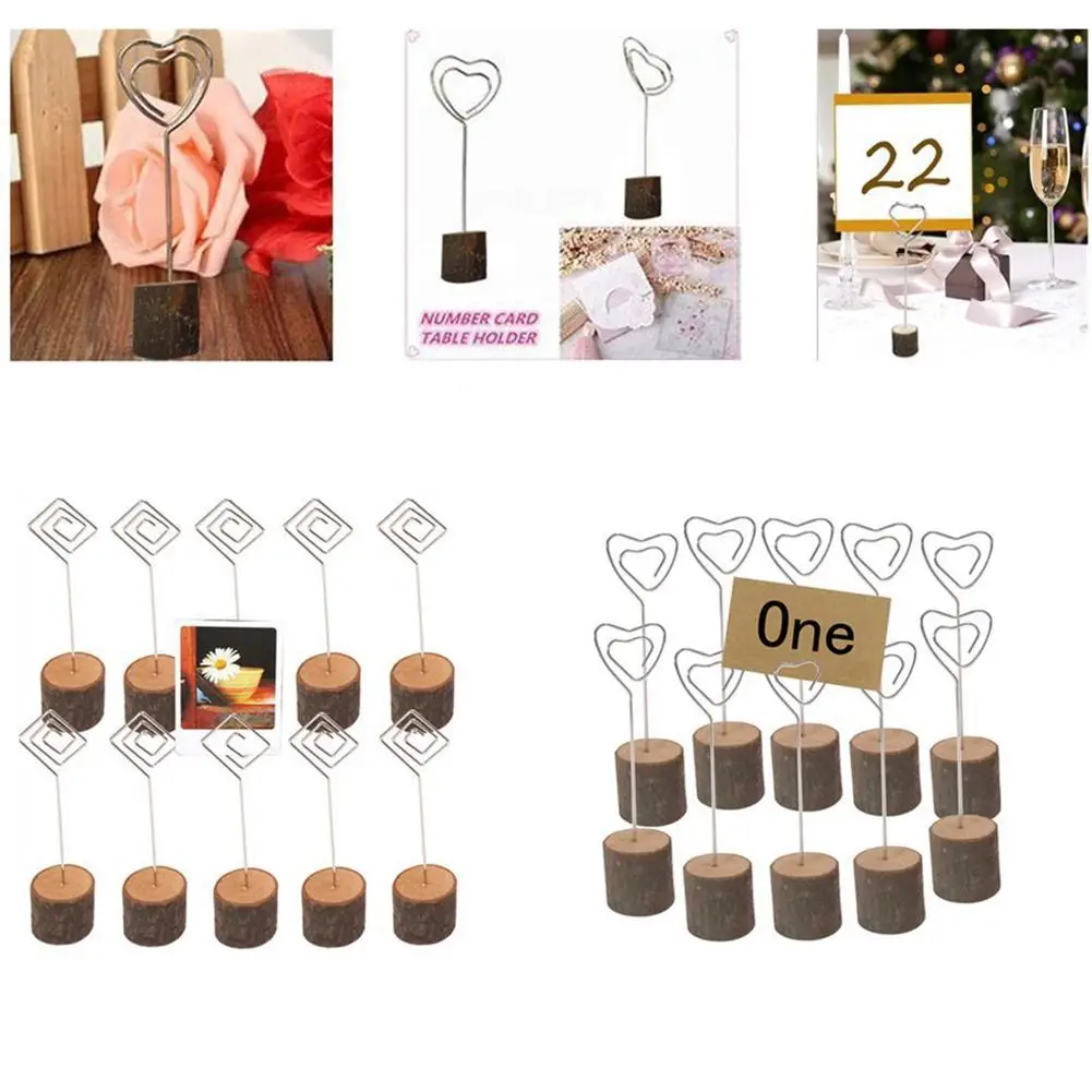 10 шт деревянные держатели для фото карт с железной проволокой свадебного