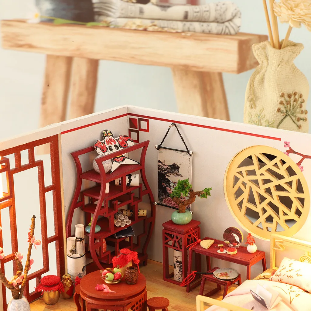 

3D Wooden DIY Miniature House Furniture LED House Puzzle Decorate Creative Gifts