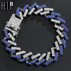 Мужские браслеты из кубинской цепи, украшение в стиле хип-хоп 15 мм, украшенное сверкающими стразами из циркония, с покрытием AAA, ювелирные изделия