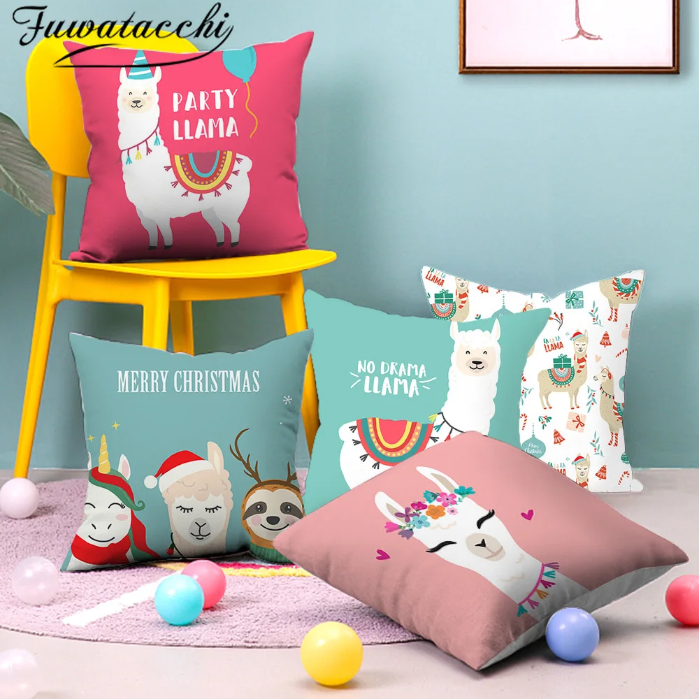 Чехол для подушки Fuwatacchi с изображением ламы, королевы, животных, для украшения дома, дивана, декоративные наволочки, новинка