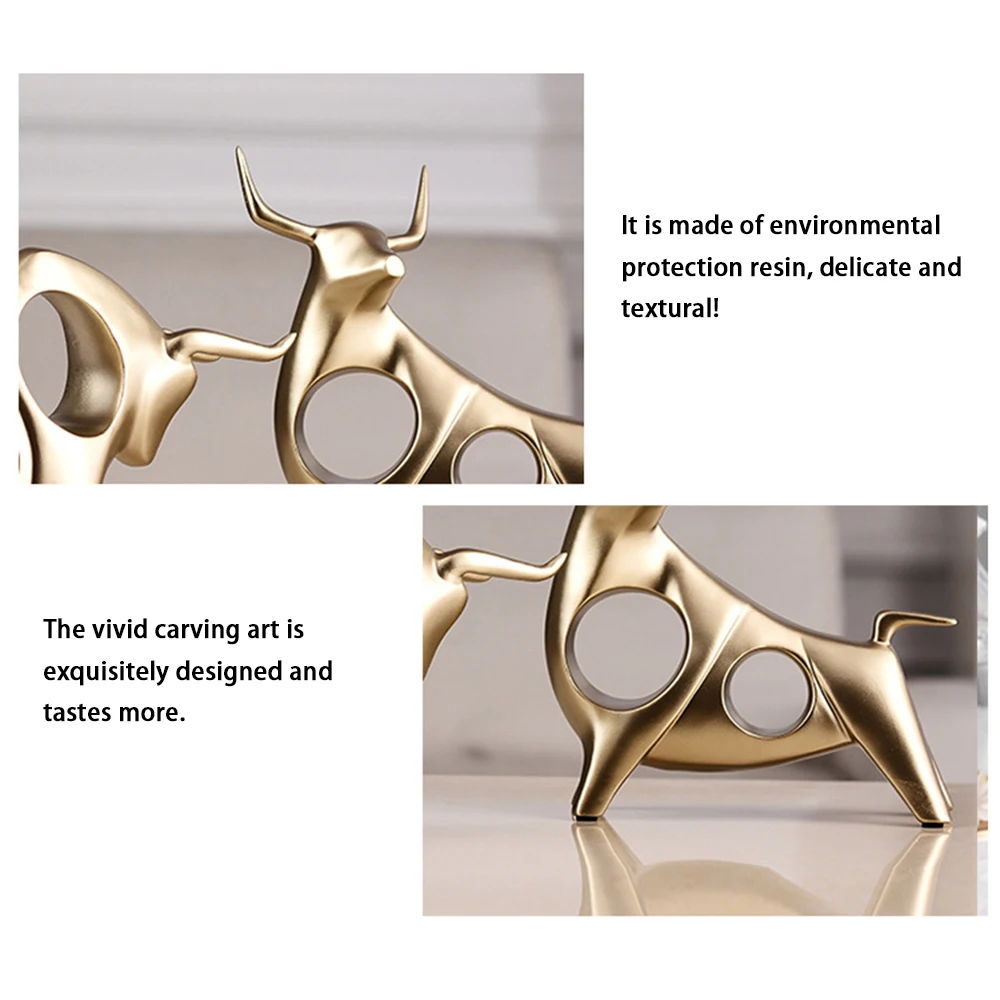 

1Pair Creative Abstract Bull Resin Crafts Bull Statue Home Decoration Study Office Desk Animal Abstract Sculpture Decorat