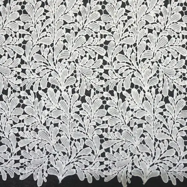 

5Yards Leaf Pattern High Quality Nigerian Wedding African Lace Fabrics Most Popular Guipure Cord Lace Fabric For Party Dresses
