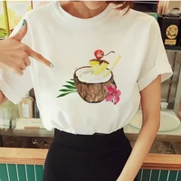 cartoon women t shirts coconut juice drink cartoon printed tshirt female comfy cool indie kid summer clothing tumblr mujer