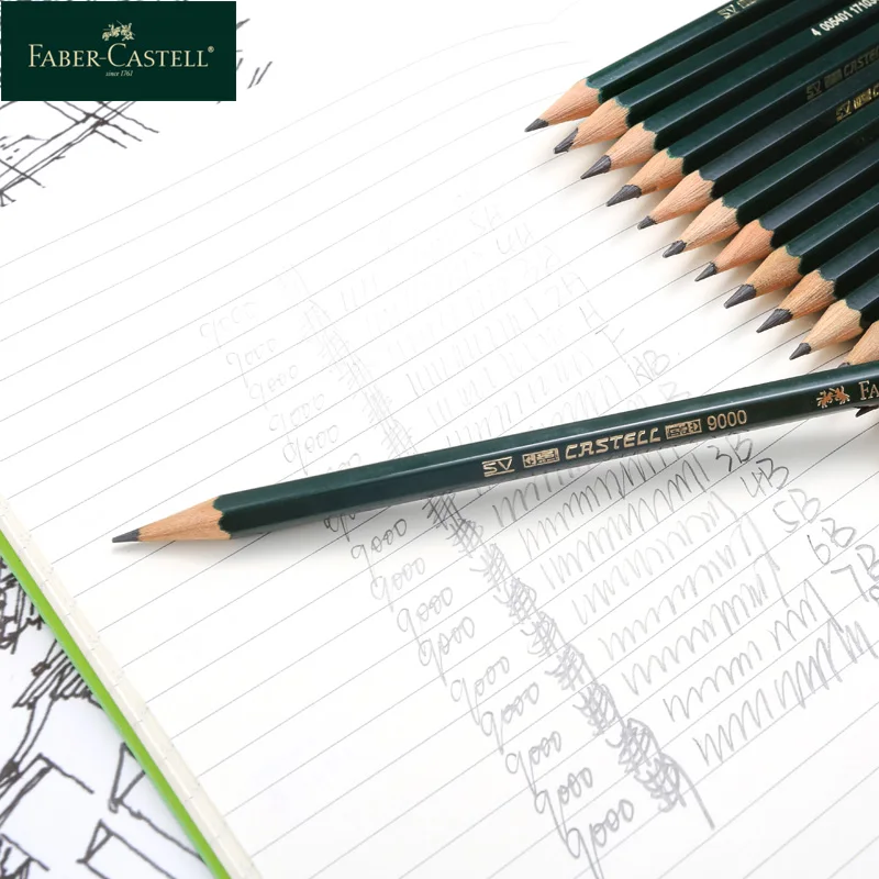 1 шт. Германия Faber-Castell 9000 эскиз карандаш для рисования дизайн товары для рукоделия SV технология склеивания НЕОБРАБОТАННАЯ древесина экологическая безопасность