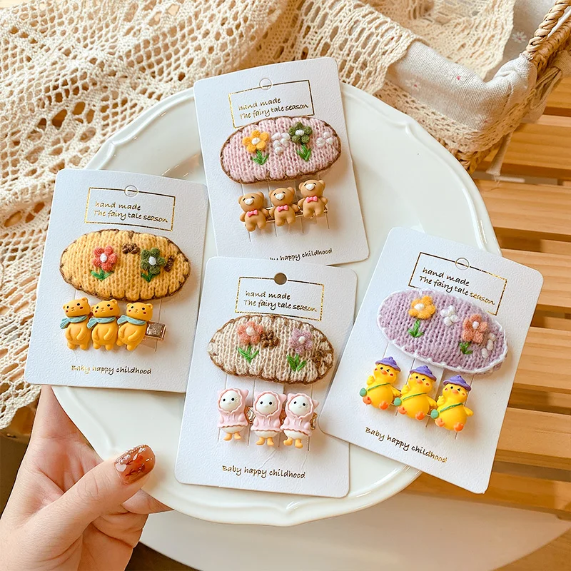 

2 Pcs/Set Children Cute Flower Cartoon Ornament Hair Clips Baby Girls Lovely Acrylic Barrettes Hairpins Kids Hair Accessories