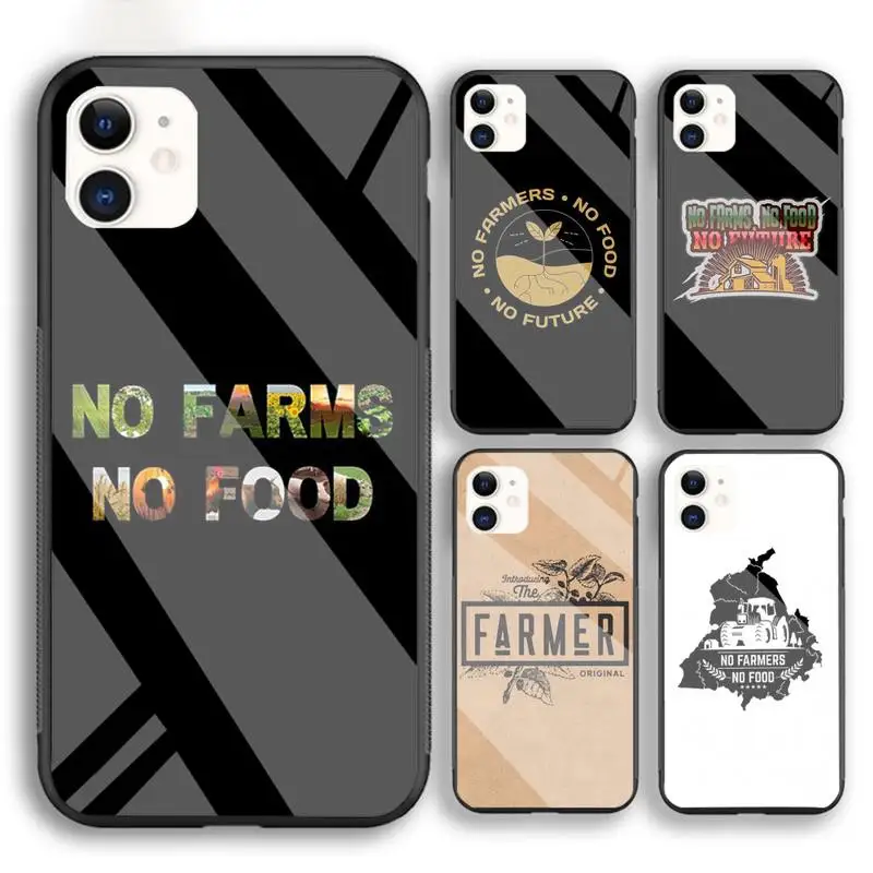 

No Farmers No Food Phone Case For Iphone 6 6s 7 8 Plus XR X XS XSmax 11 12 Pro Mini Max Tempered Glass