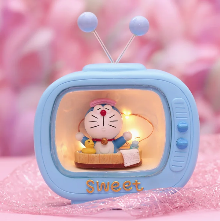 

blue color Small Dingdang cat resin Nightlight tabletop ornament