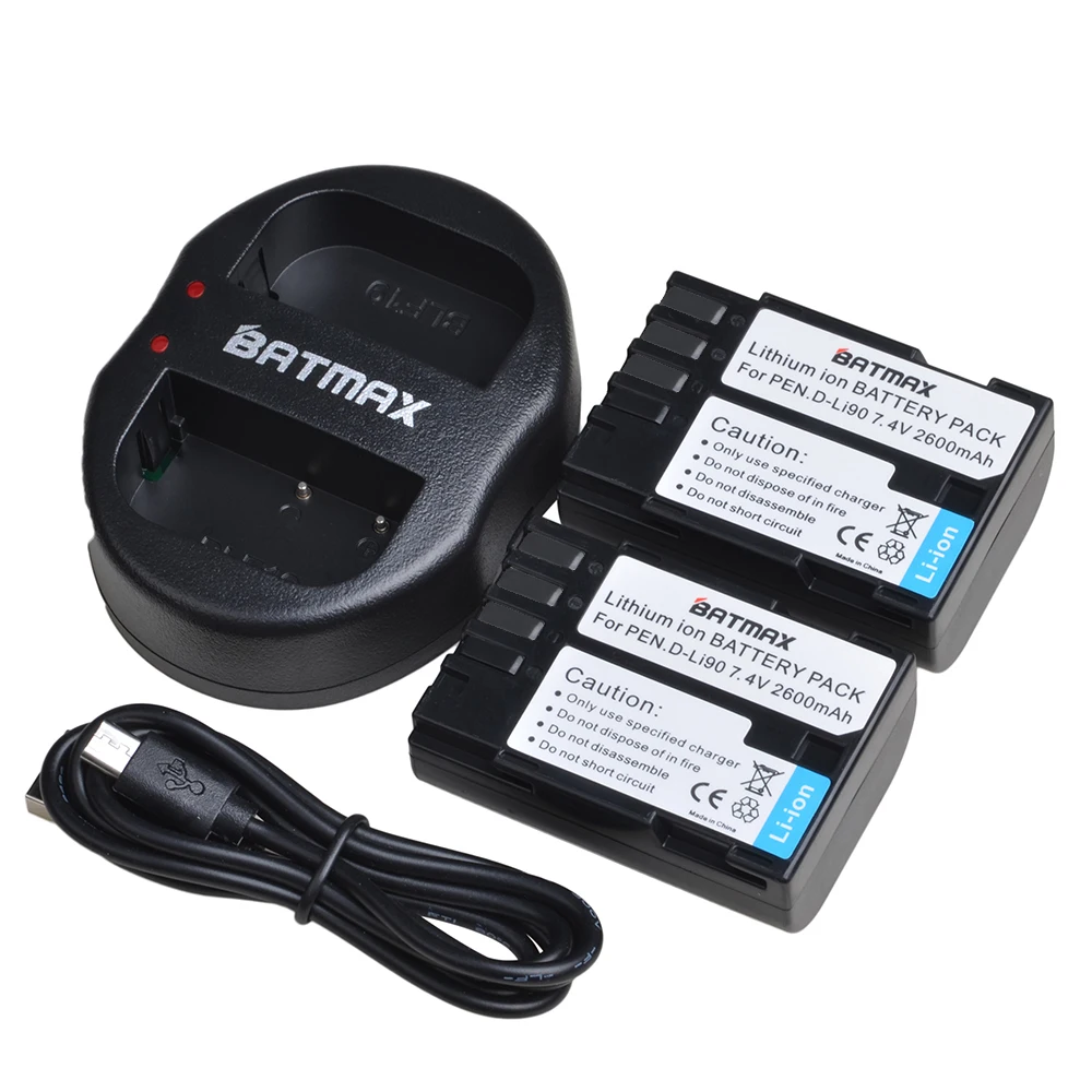 Аккумулятор Batmax 2600 ма · ч D LI90 DLI90 аккумулятор akku + USB двойное зарядное устройство