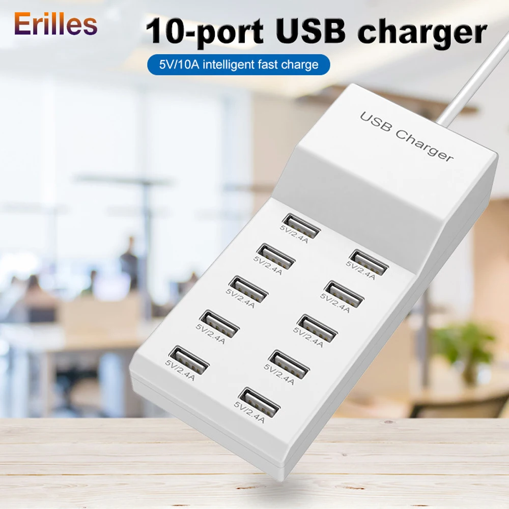 5V10A usb хаб 10 портов USB зарядное устройство разделитель данных адаптер питания для